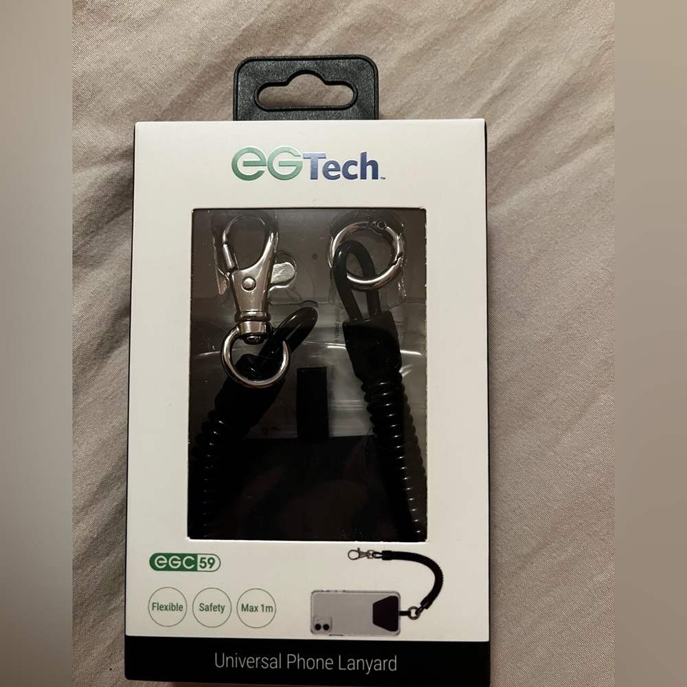 EGTech Black Phone Lanyard with Clips